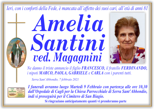 manifesto funebre di Santini Amelia