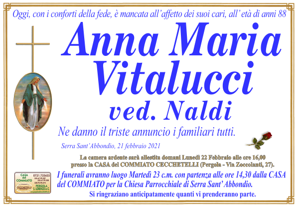 manifesto funebre di Vitalucci Anna Maria