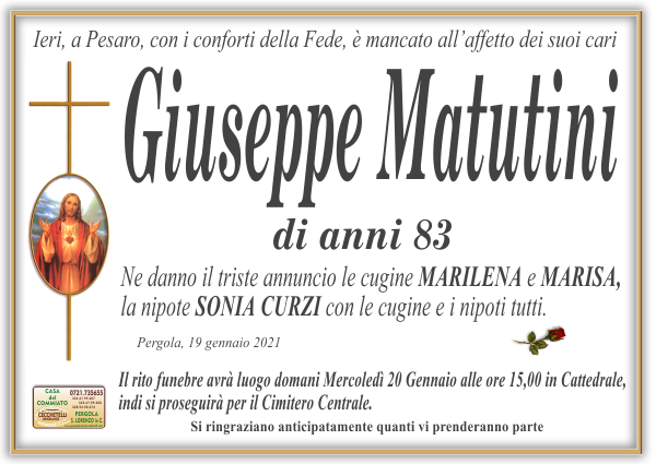 manifesto funebre di Matutini Giuseppe