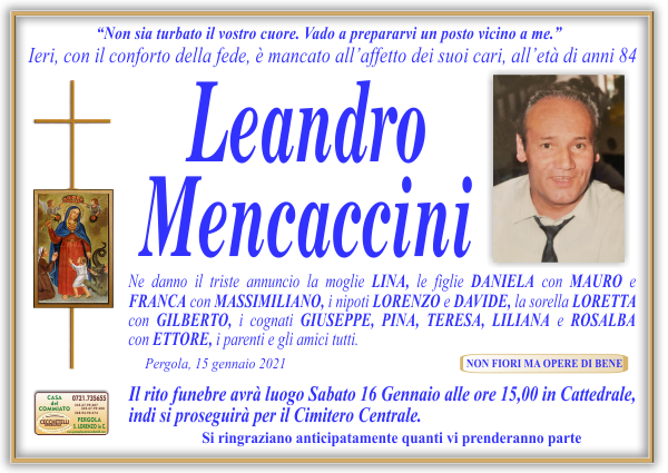 manifesto funebre di Mencaccini Leandro