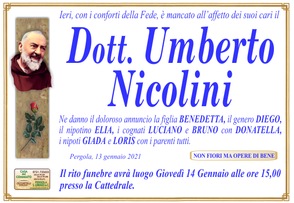 manifesto funebre di Nicolini Umberto