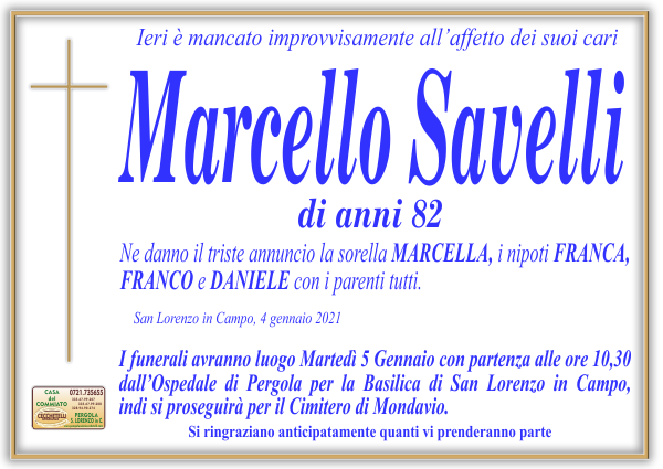 manifesto funebre di Savelli Marcello