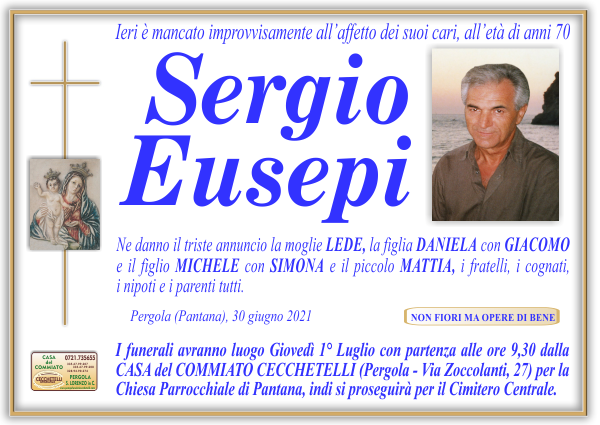manifesto funebre di Eusepi Sergio