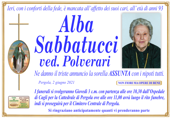 manifesto funebre di Sabbatucci Alba