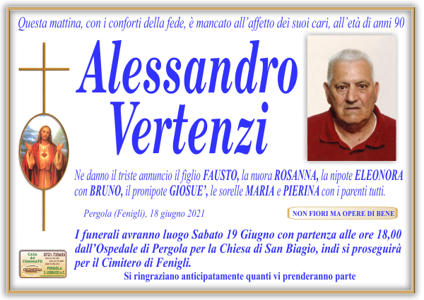 manifesto funebre di Vertenzi Alessandro