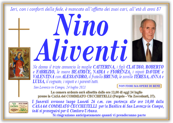 manifesto funebre di Aliventi Nino