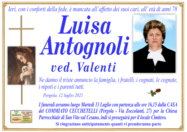 manifesto funebre di Antognoli Luisa