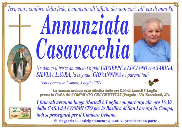 manifesto funebre di Casavecchia Annunziata