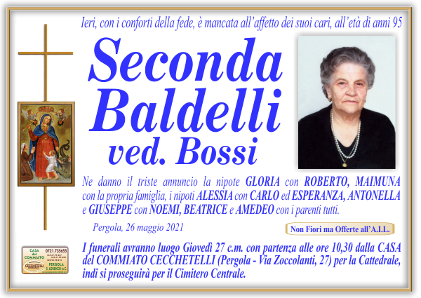 manifesto funebre di Baldelli Seconda