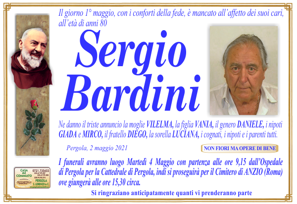 manifesto funebre di Bardini Sergio