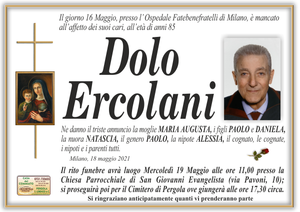manifesto funebre di Ercolani Dolo