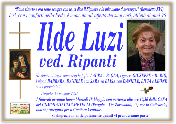 manifesto funebre di Luzi Ilde