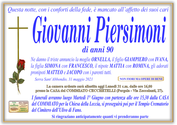 manifesto funebre di Piersimoni Giovanni