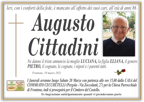 manifesto funebre di Cittadini Augusto