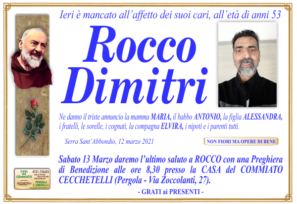manifesto funebre di Dimitri Rocco