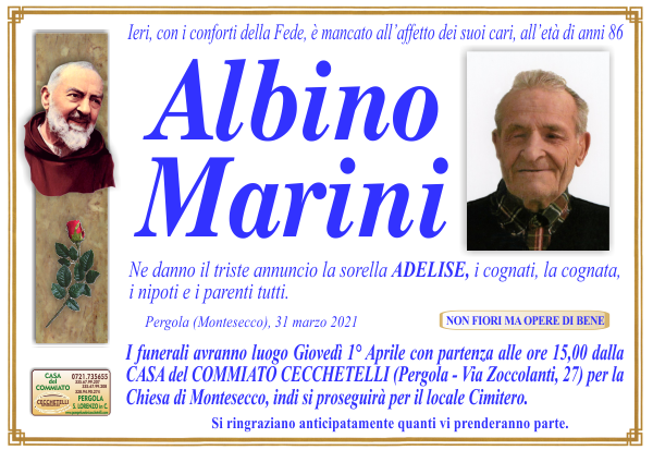 manifesto funebre di Marini Albino