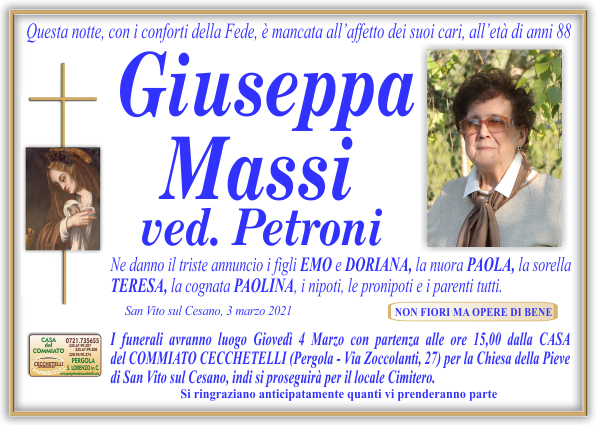 manifesto funebre di Massi Giuseppa