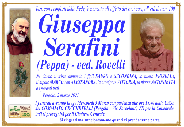 manifesto funebre di Serafini Giuseppa