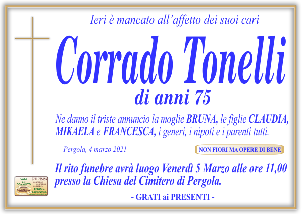 manifesto funebre di Tonelli Corrado