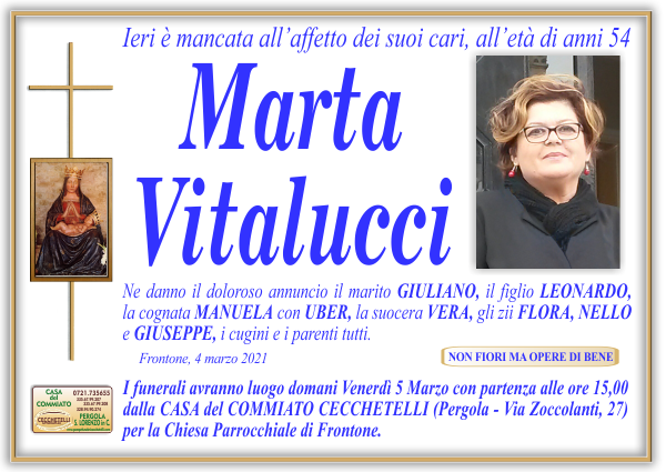 manifesto funebre di Vitalucci Marta