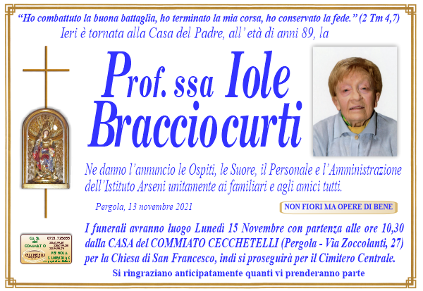 manifesto funebre di Bracciocurti Iole