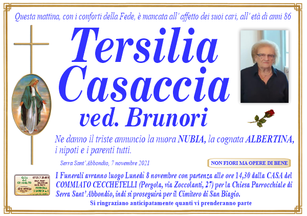manifesto funebre di Casaccia Tersilia