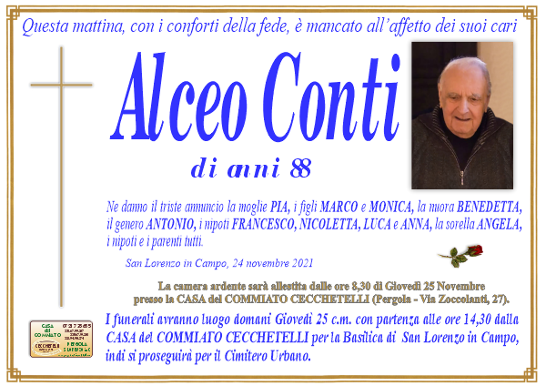 manifesto funebre di Conti Alceo