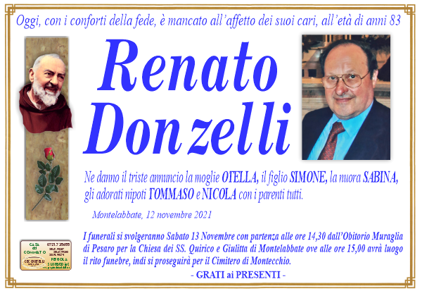 manifesto funebre di Donzelli Renato