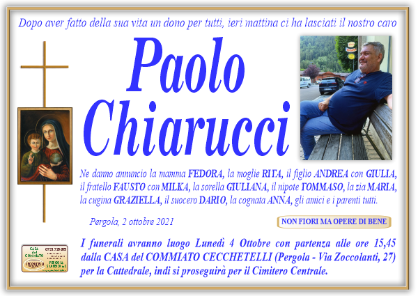 manifesto funebre di Chiarucci Paolo