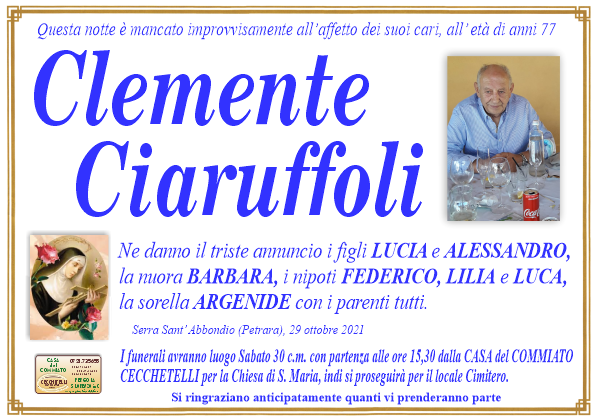 manifesto funebre di Ciaruffoli Clemente