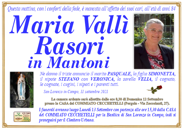 manifesto funebre di Rasori Maria Valli