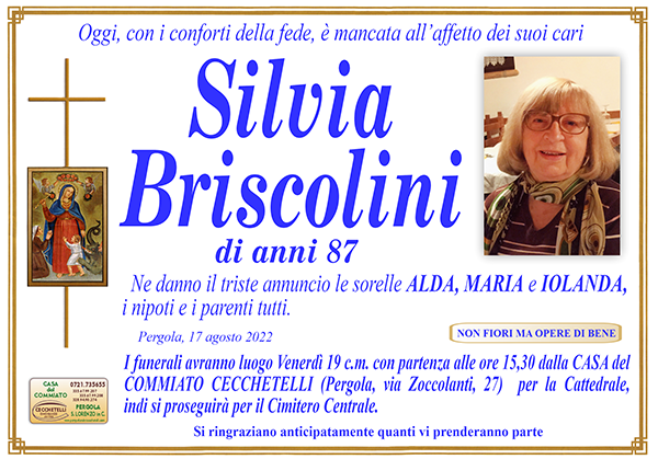 manifesto funebre di Briscolini Silvia