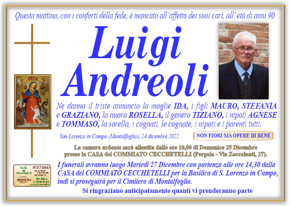 manifesto funebre di Andreoli Luigi