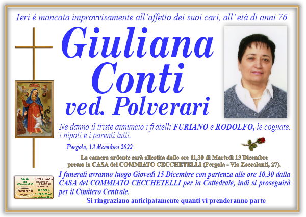 manifesto funebre di Conti Giuliana