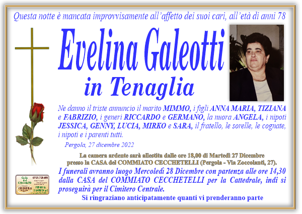 manifesto funebre di Galeotti Evelina