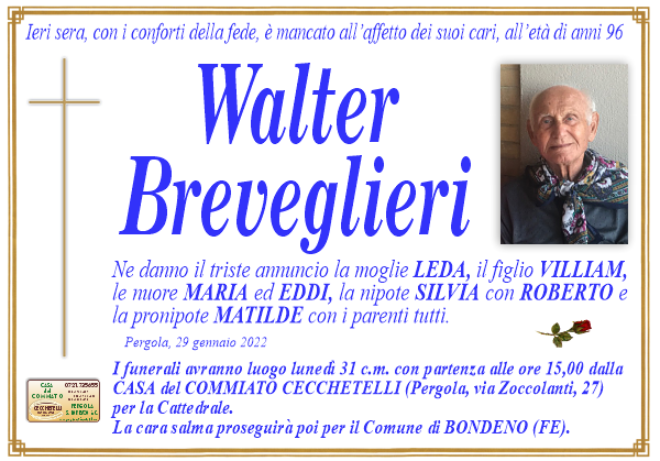 manifesto funebre di Breveglieri Walter