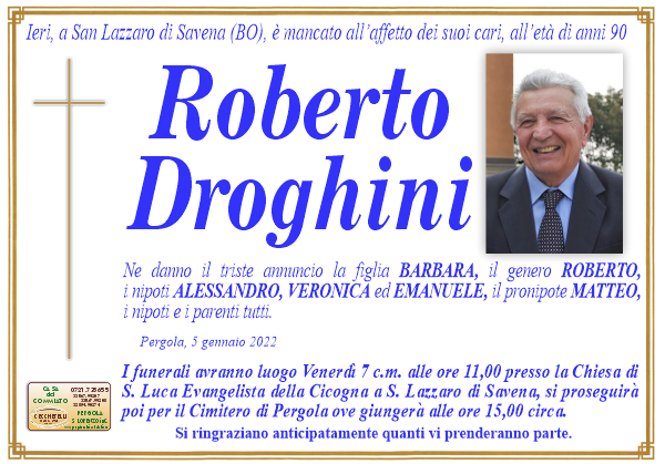 manifesto funebre di Droghini Roberto