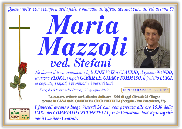 manifesto funebre di Mazzoli Maria