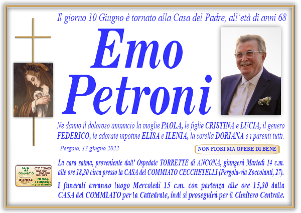 manifesto funebre di Petroni Emo