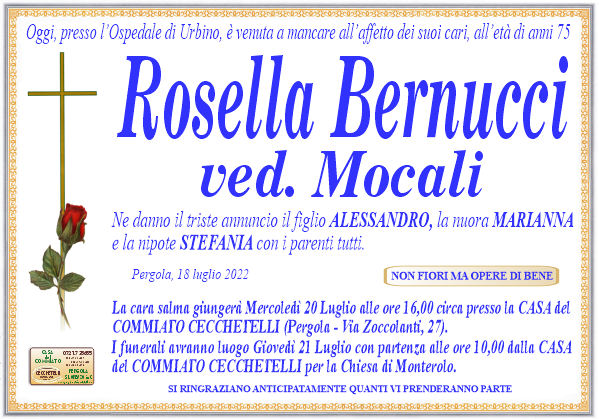 manifesto funebre di Bernucci Rosella