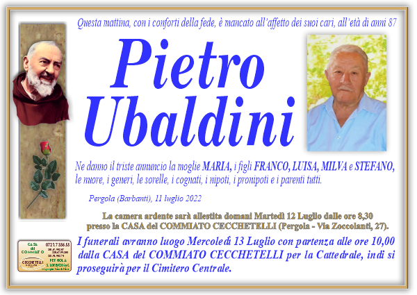 manifesto funebre di Ubaldini Pietro