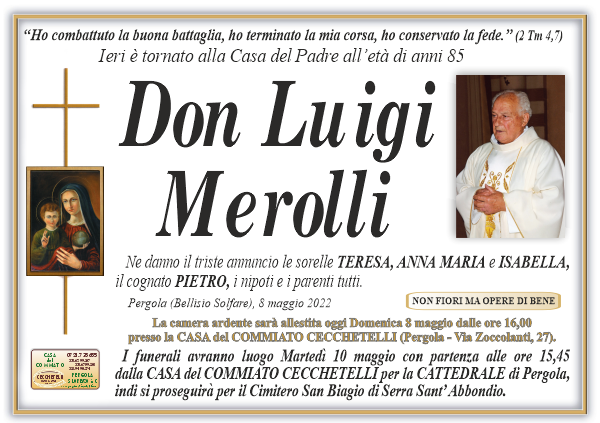 manifesto funebre di Merolli Don Luigi