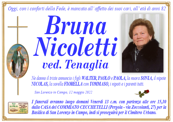 manifesto funebre di Nicoletti Bruna