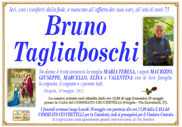 manifesto funebre di Tagliaboschi Bruno