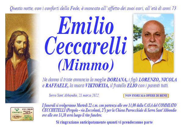 manifesto funebre di Ceccarelli Emilio