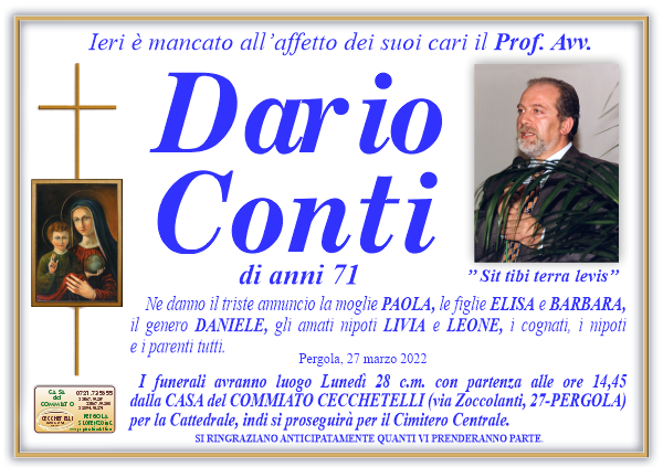 manifesto funebre di Conti Dario