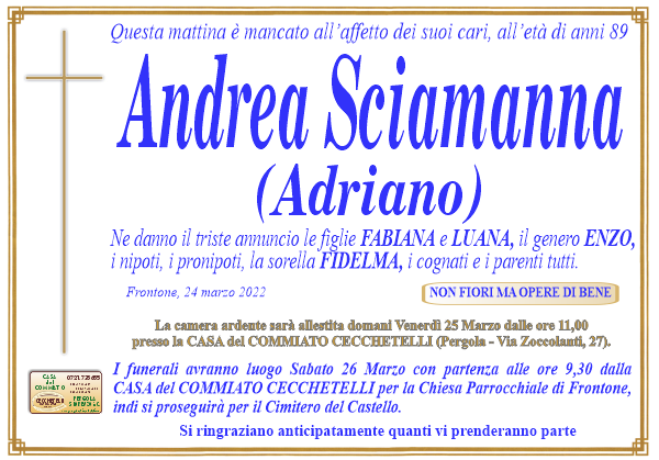 manifesto funebre di Sciamanna Andrea
