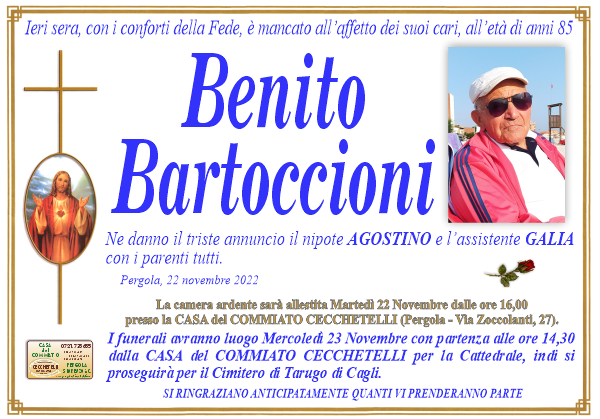 manifesto funebre di Bartoccioni Benito