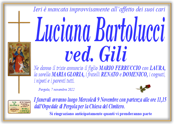 manifesto funebre di Bartolucci Luciana