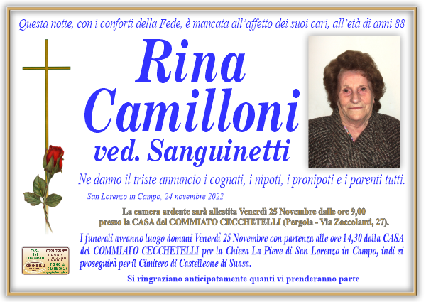 Necrologio di Rina Camilloni